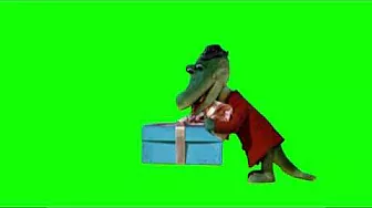 Футаж Крокодил Гена с подарком хромакей