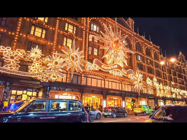 London Harrods Christmas Lights & Windows Dior Gingerbread House ✨ Knightsbridge 2022 ✨ 4K 60FPS