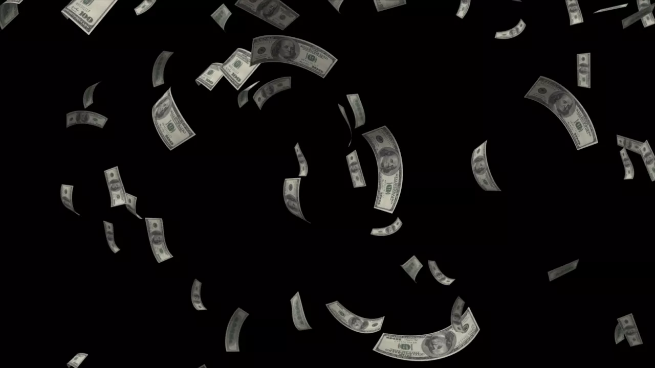 Dollars Money Falling Free Background Animation Loop footage Motion Graphic Video VFX