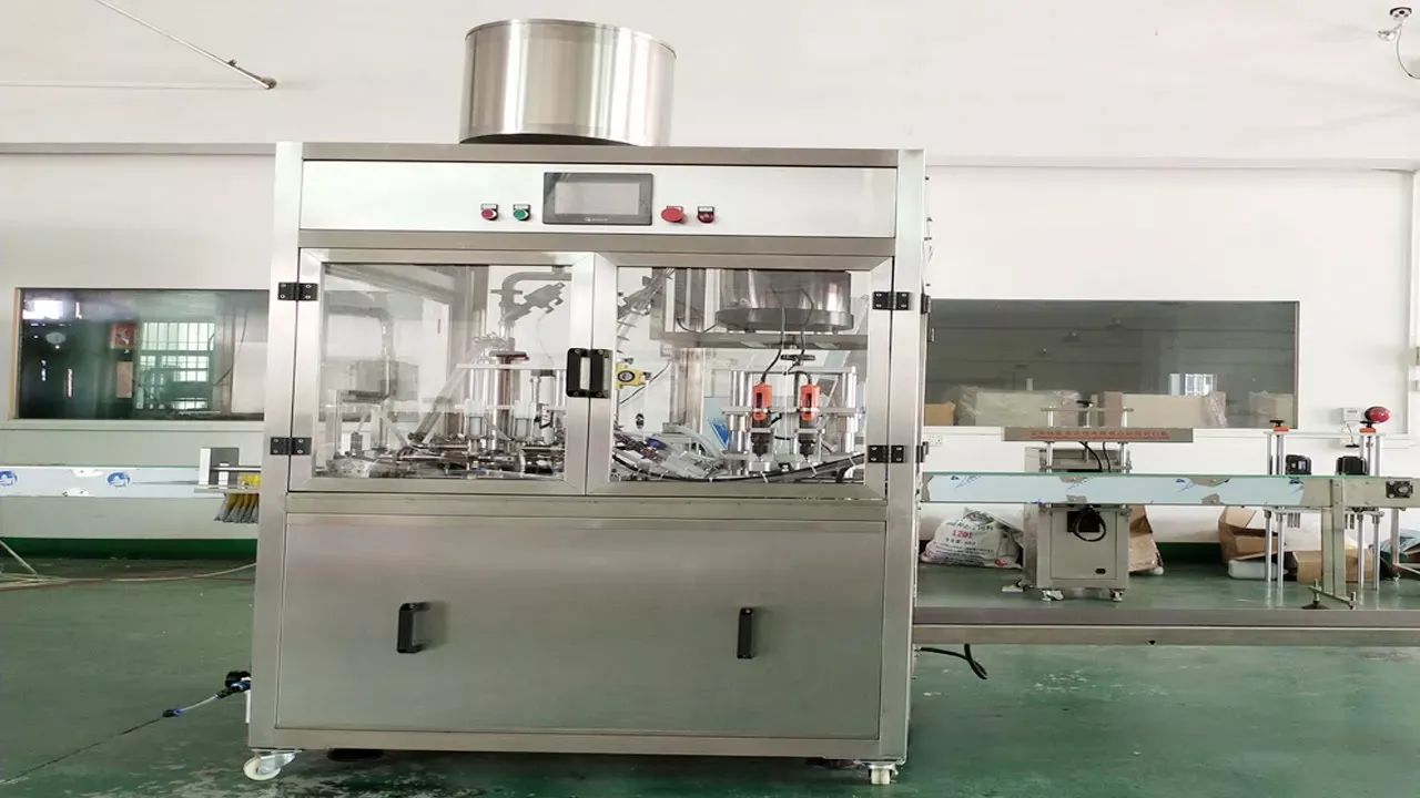 Factory acceptance on two heads premade juice pouch bags filling screw capping machine for Malaysian