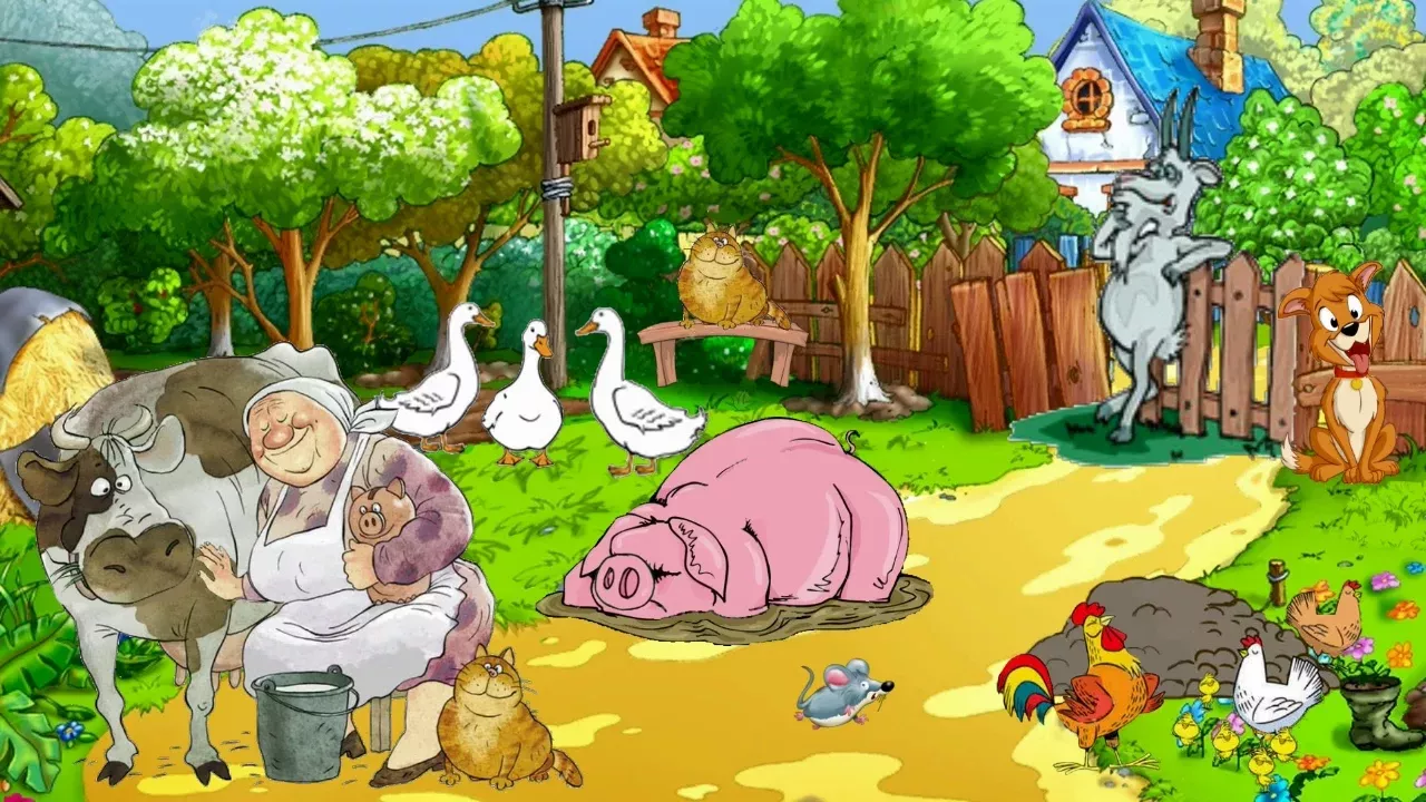 Бабушка живет в деревне. Мультик для деток. Мультфильм про животных.