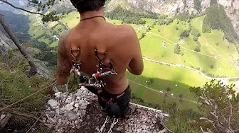"Off The Hook"  Worlds Highest Suspension Base Jump ! Raw Footage