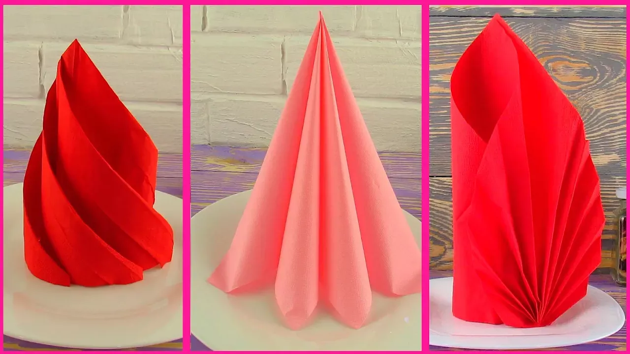 Салфетки для сервировки праздничного стола! 3 способа сложить САЛФЕТКИ Salfetka bezekleri Origami