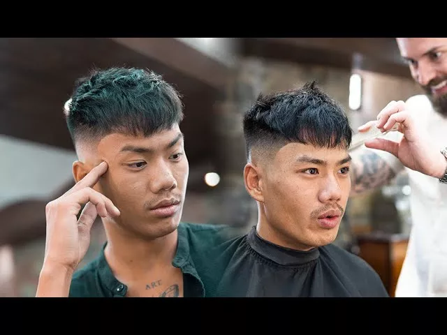 Textured Fringe Fade Haircut For Asian Hair - Low Fade Men´s hair