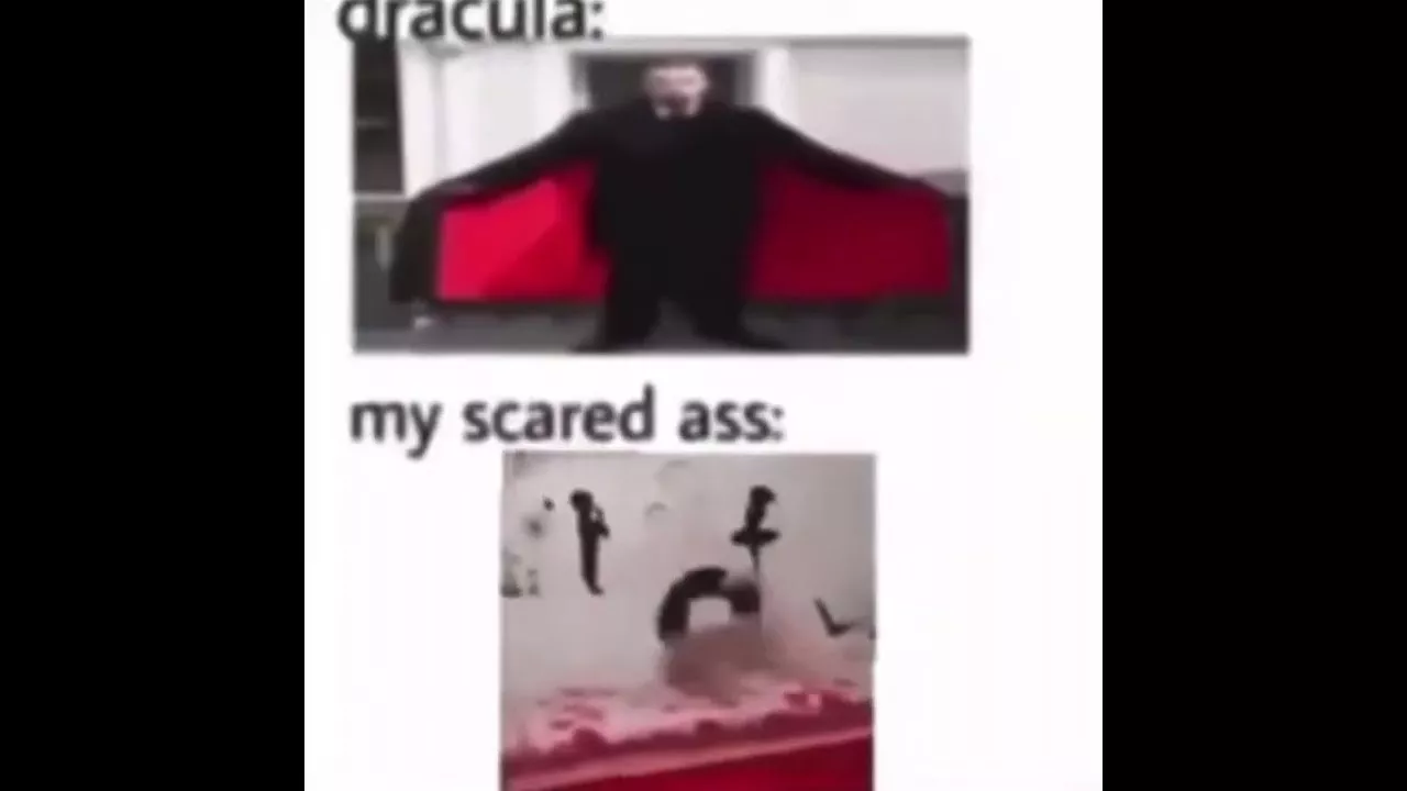 Dracula: 🧛 My scared ass: 🔄🔄🔄