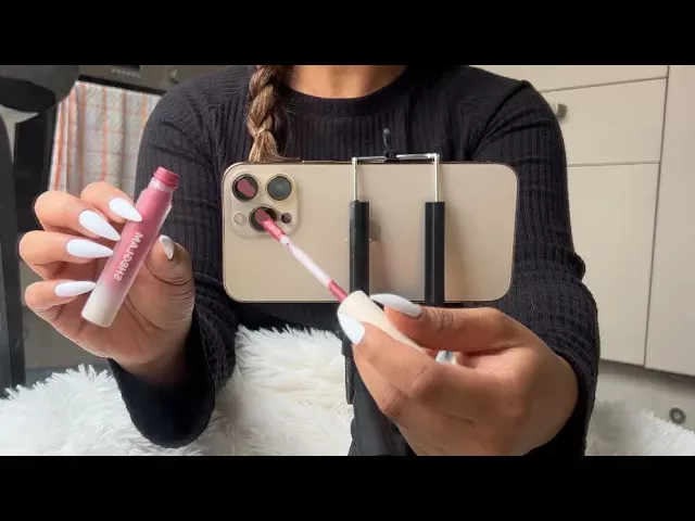 [ASMR] applying makeup to iPhone camera