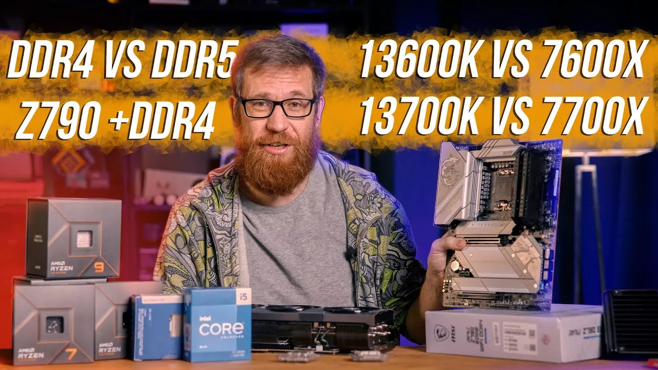 Тест 13600K, 7600X, 13700K, 7700X с DDR4 vs DDR5 на материнке