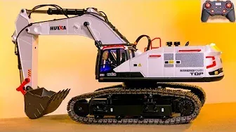 UNBOXING HUINA 1594 RC EXCAVATOR, RC DIGGER, RTR, SOUND, FIRST TEST!! REMOTE CONTROL MACHINE