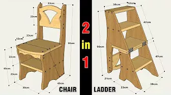 HOW TO MAKE A WOODEN FOLDING LADDER CHAIR STEP BY STEP