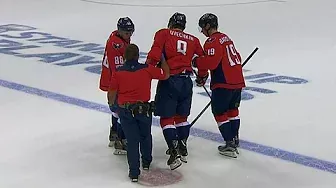 Ovechkin needs help leaving the ice after low Kadri hit