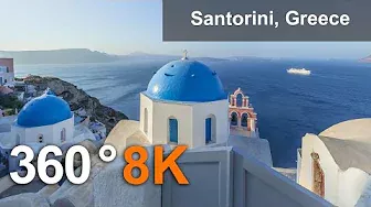 Santorini, Greece. 8K 360 aerial video.