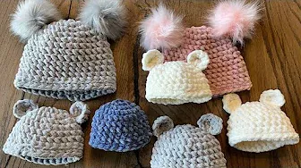 Crochet Soft Warm Baby Hats