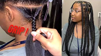 Flat Large knotless braids  , details and tips for beginners