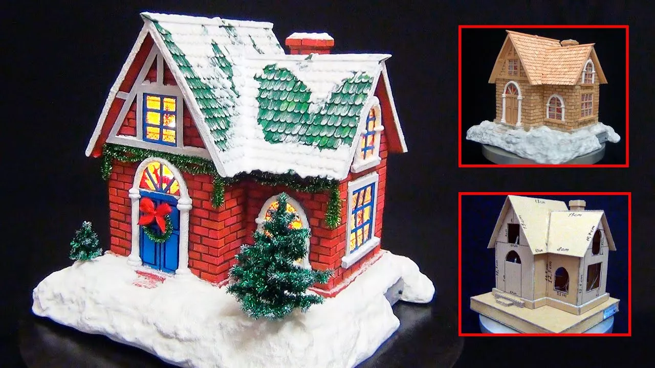Удивительный Зимний Домик из картона и кофейных палочек | Новогодний домик из картона