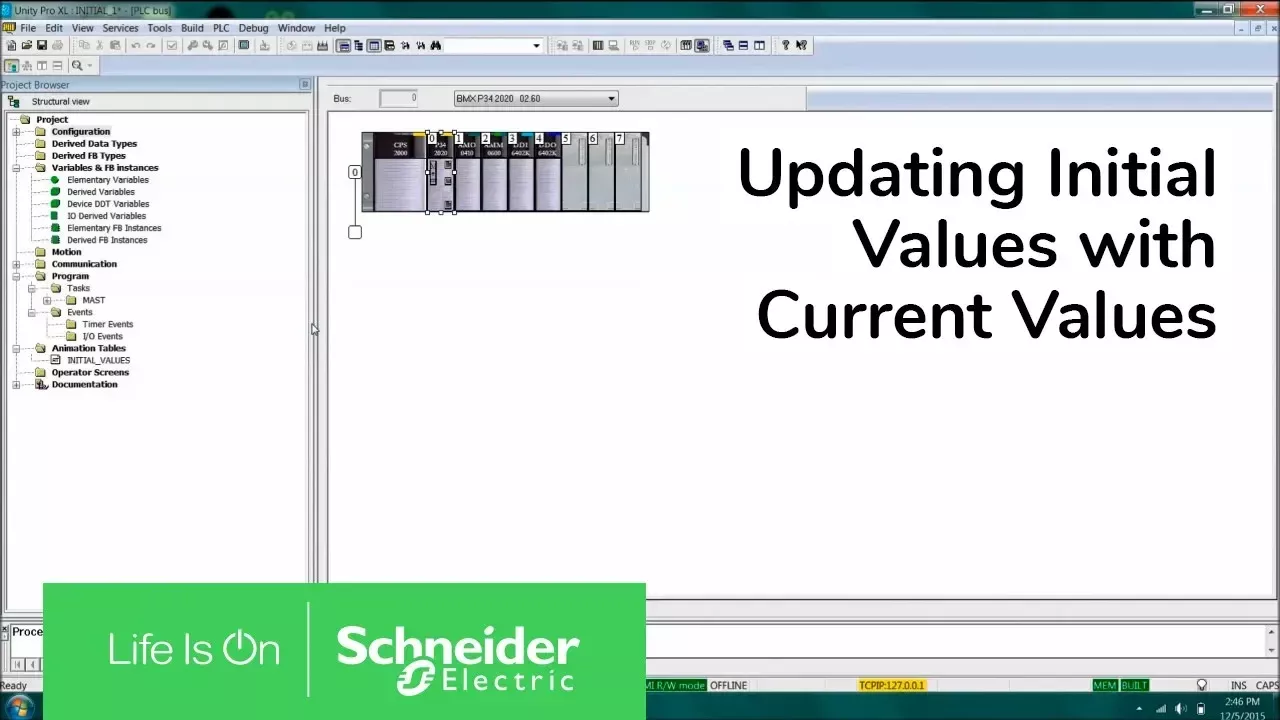 Updating Initial Values with Current Values in Unity Pro | Schneider Electric Support