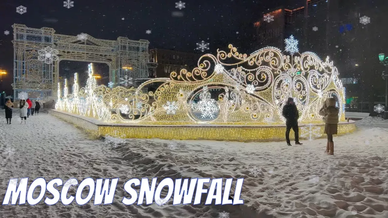[4K] ❄️Russian - Winter. Moscow boulevards decorated for the New Year