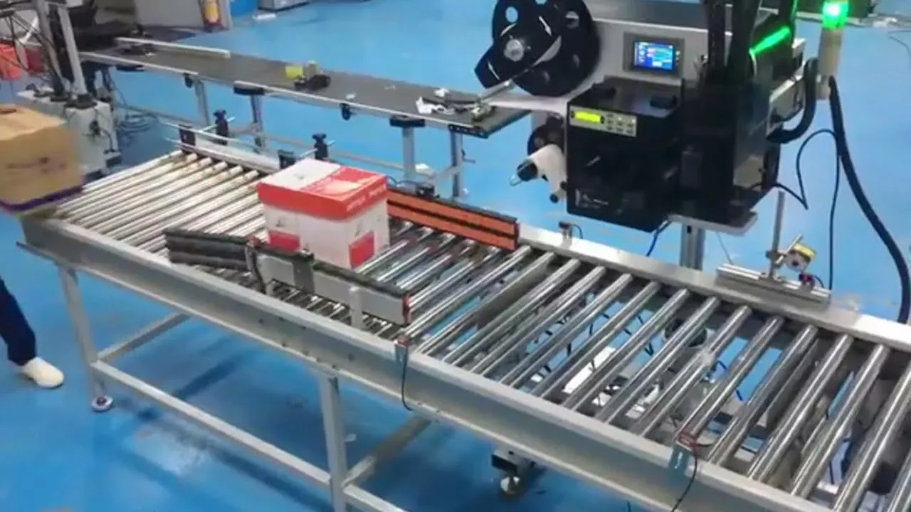 boxes carton real-time printing barcode printer labeller labels applicator | etiquetadora de cartón