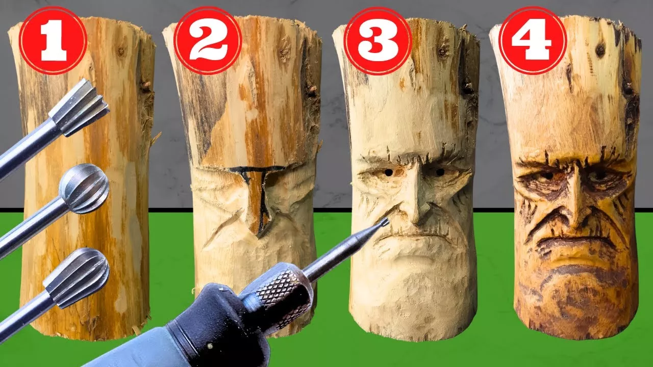 Скульптура для резьбы по дереву с Dremel, Как вырезать лицо из дерева вращающимся инструментом