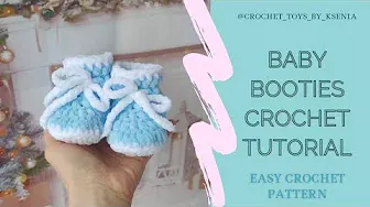 Crochet booties with plush yarn. Crochet tutorial chunky Booties for newborns. Easy crochet pattern