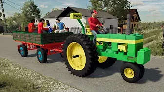 TAXI Tractor and Workers Transport on the Trailer | Colorful Height Silos & Fresh Corn | New Tractor