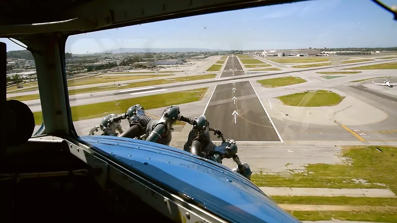 Ford Tri-Motor Cockpit Video - Takeoff/Landing At KLGB