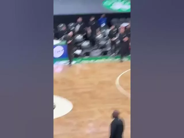Kyrie Irving appeared to step on the Celtics logo at mid court with a little extra something