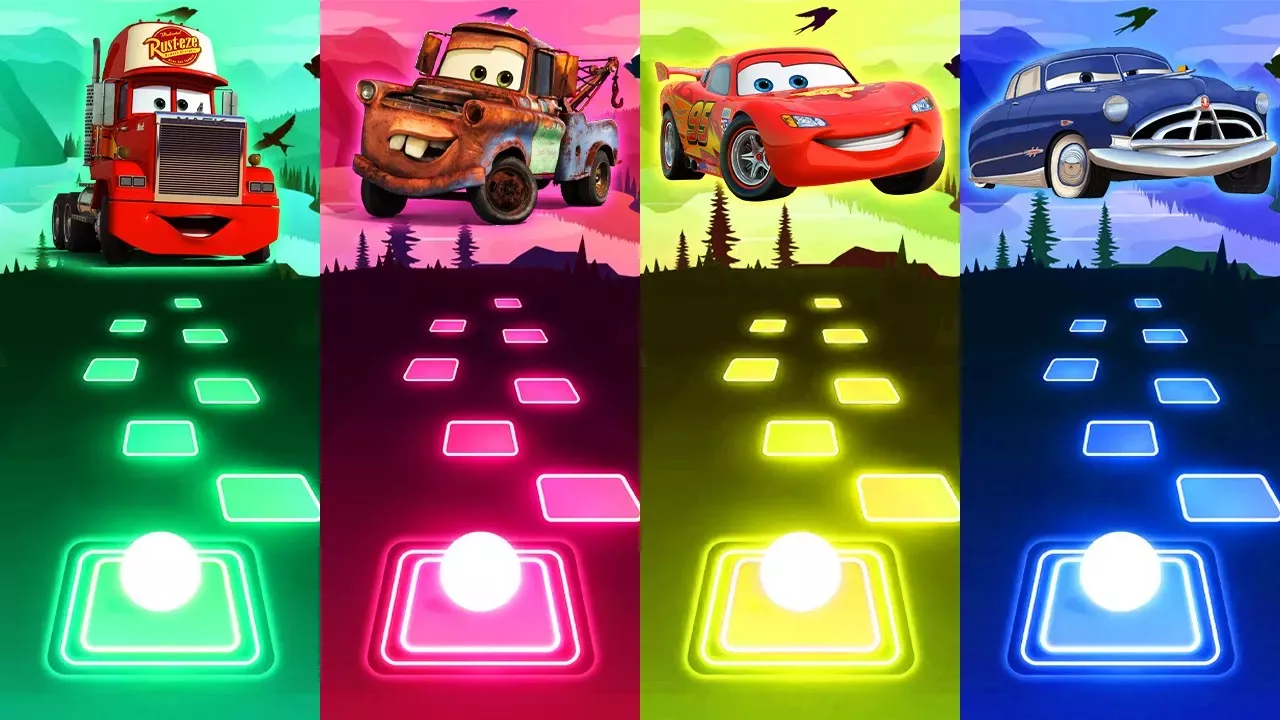 Cars Team Mack - Tow Mater - Lightning McQueen - Doc Hudson | Tiles Hop