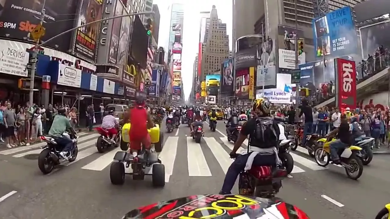 Motorcycle Riding through Times Square NYC