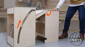 Unique furniture idea! Expandable shelf & table / woodworking kinetic mechanism