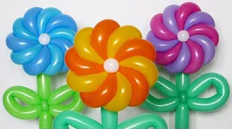 Крученая ромашка 10 лепестков / Twisted daisy of balloons (Subtitles)