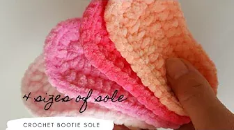 Crochet bootie SOLE / FOUR SIZES of baby bootie sole