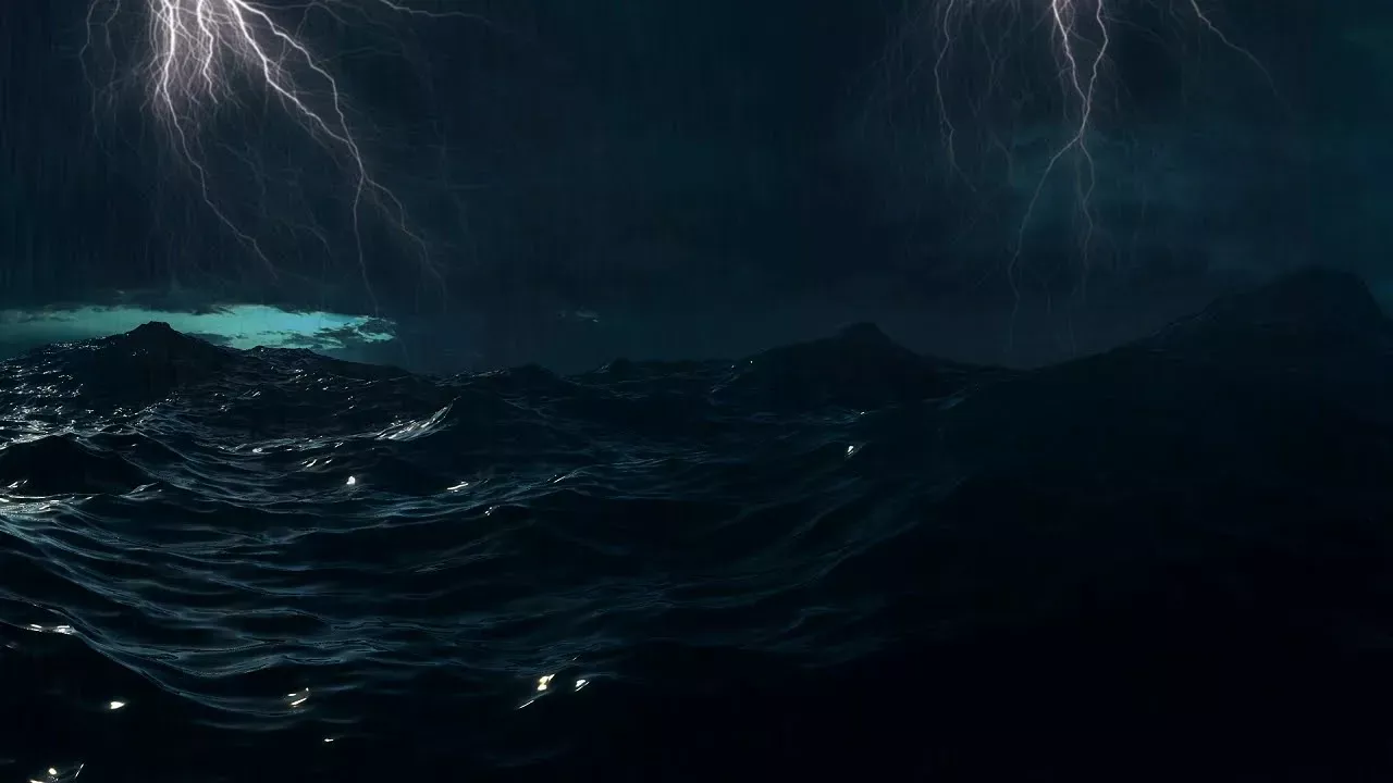 Thunderstorm sounds for sleep with rain, ocean waves, and thunder and lightning sounds