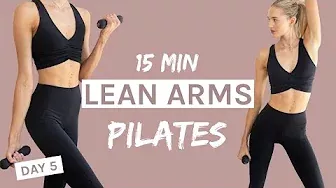 15 MIN Lean Arms Pilates Workout | DAY 5 Challenge | Light Hand weights