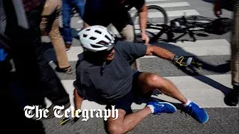 Joe Biden falls off bike while cycling in Delaware
